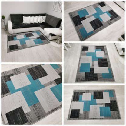 Kwadraty turkusowe na dywanie