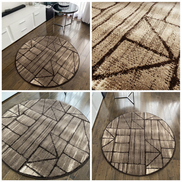 okrągły dywan brązowy