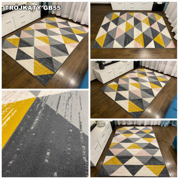 nowoczesny dywan w trójkąty