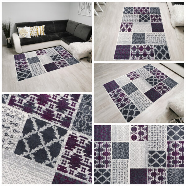 nowoczesny dywan fioletowy
